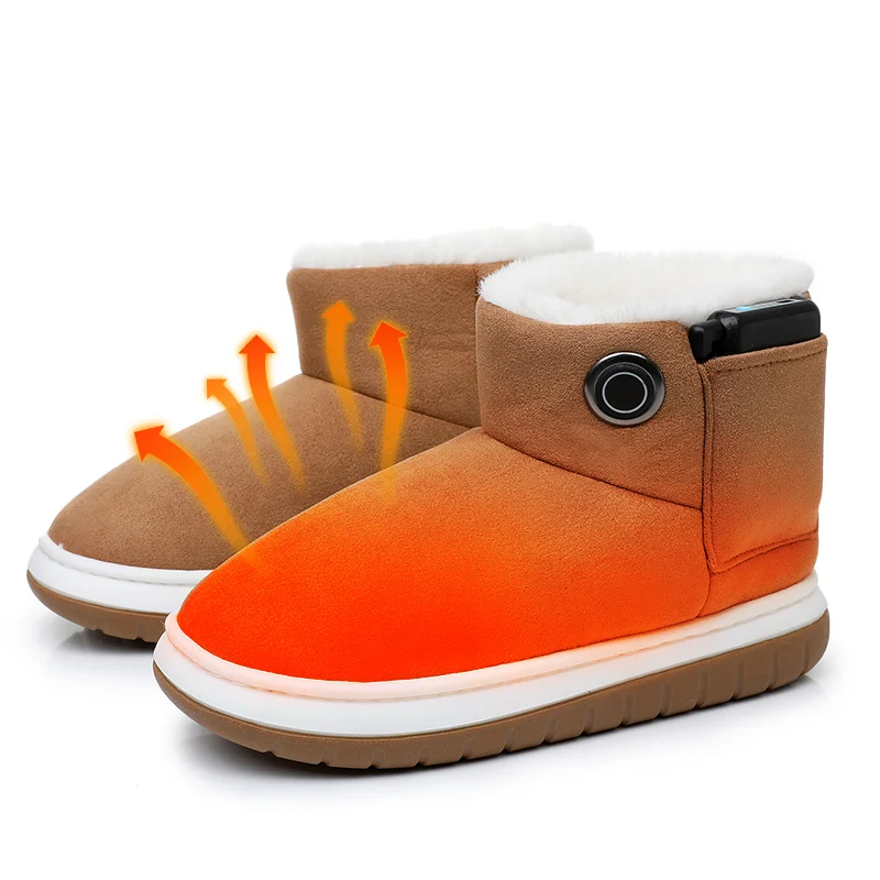 Casual Charging USB Electric Heating Shoes Winter Office Home Heating Boots with Fur Lining for Outdoor Walking and Warm Feet