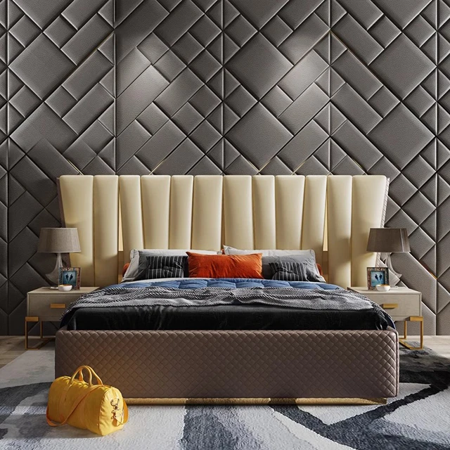 Italian Postmodern Luxury Master Bed Double Hong Kong King 1.8m Minimalist Postmodern Leather Mesh Red Bed