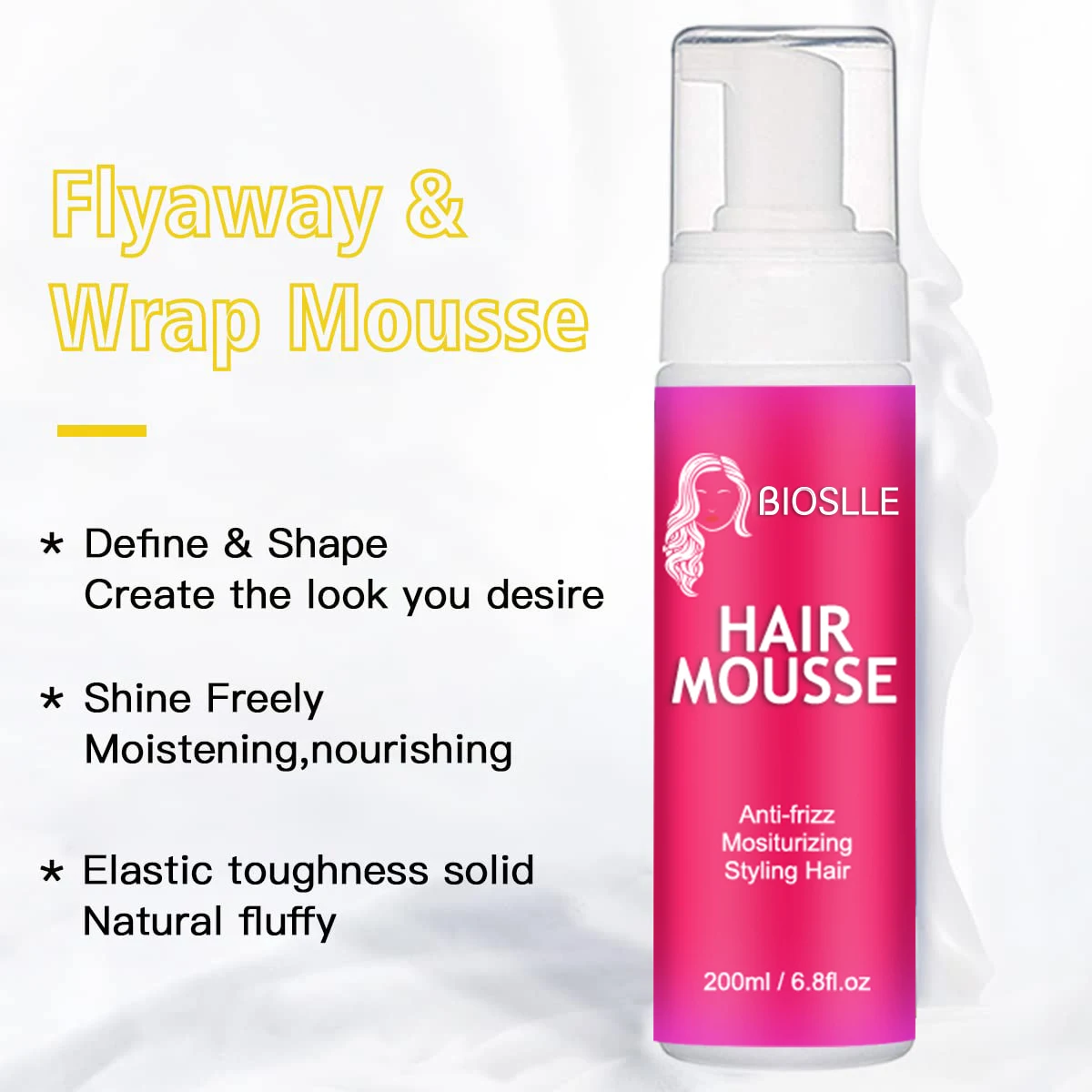 BIOSLLE Private Label Custom Logo Braids Strong Hold Define Curl Anti-frizz Wigs Styling Hair Foam Hair Curly Mousse