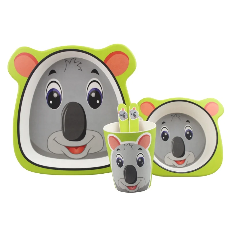 Factory Directly Sell Tableware with Bowl Plate Cup Fork Home Camp Bamboo Dinnerware Set For Kids