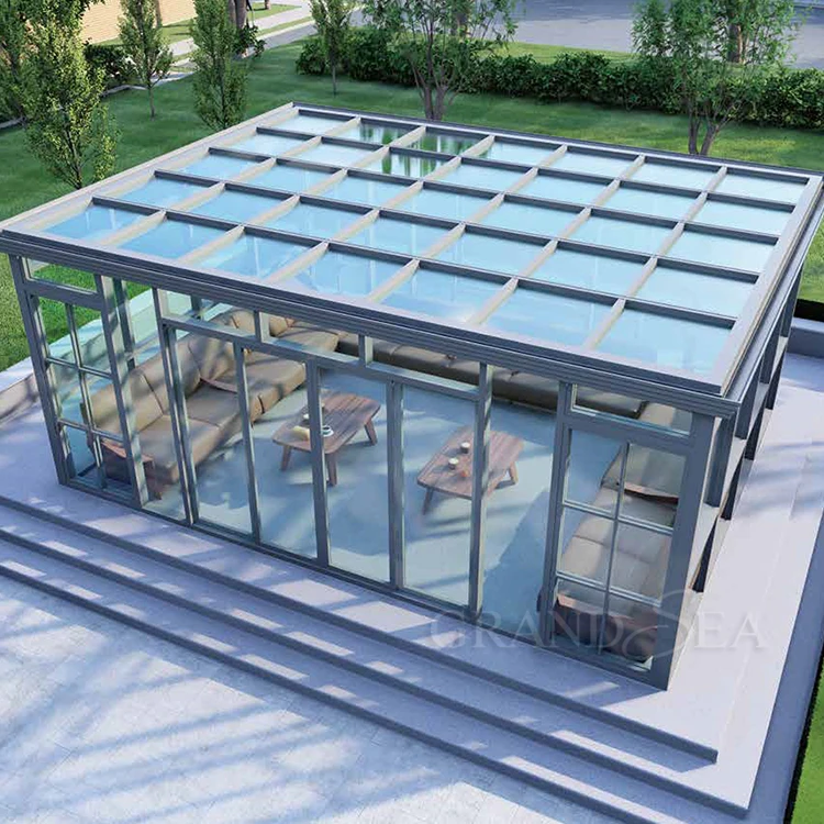 Commercial use aluminum sunroom prefabricated custom conservatory casa megasun solarium house