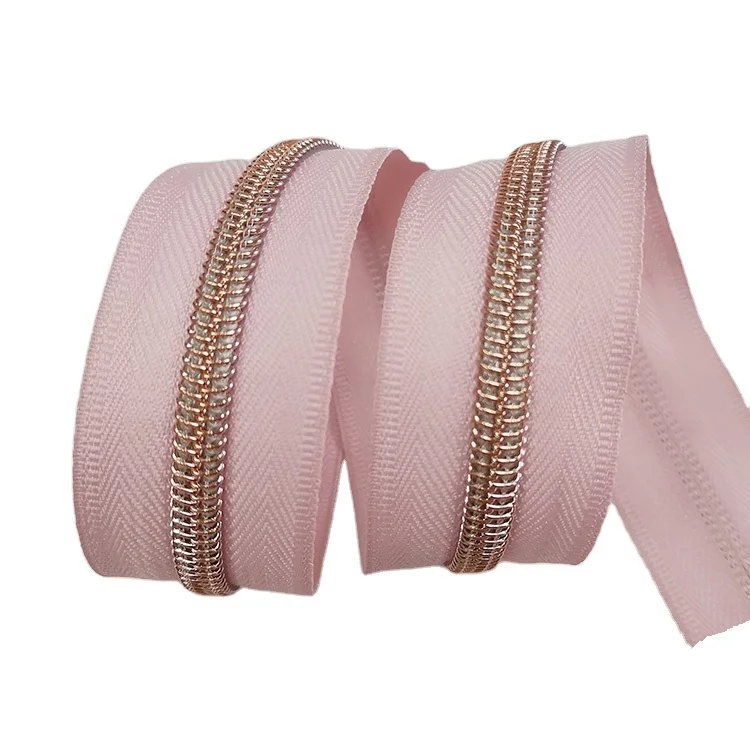Rose gold #5 nylon zipper multicolor quality zipper for garment
