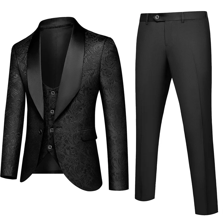 Italian Design Smoking Tuxedo Jacket 3 Piece Groom Suits For Mens Wedding Suits