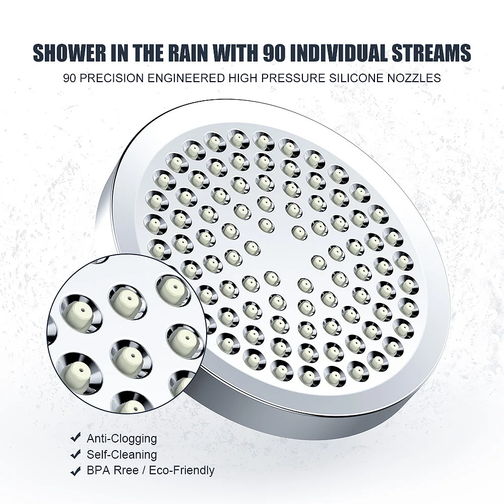 Chrome finish Best 6 inch round abs plastic shower head rain