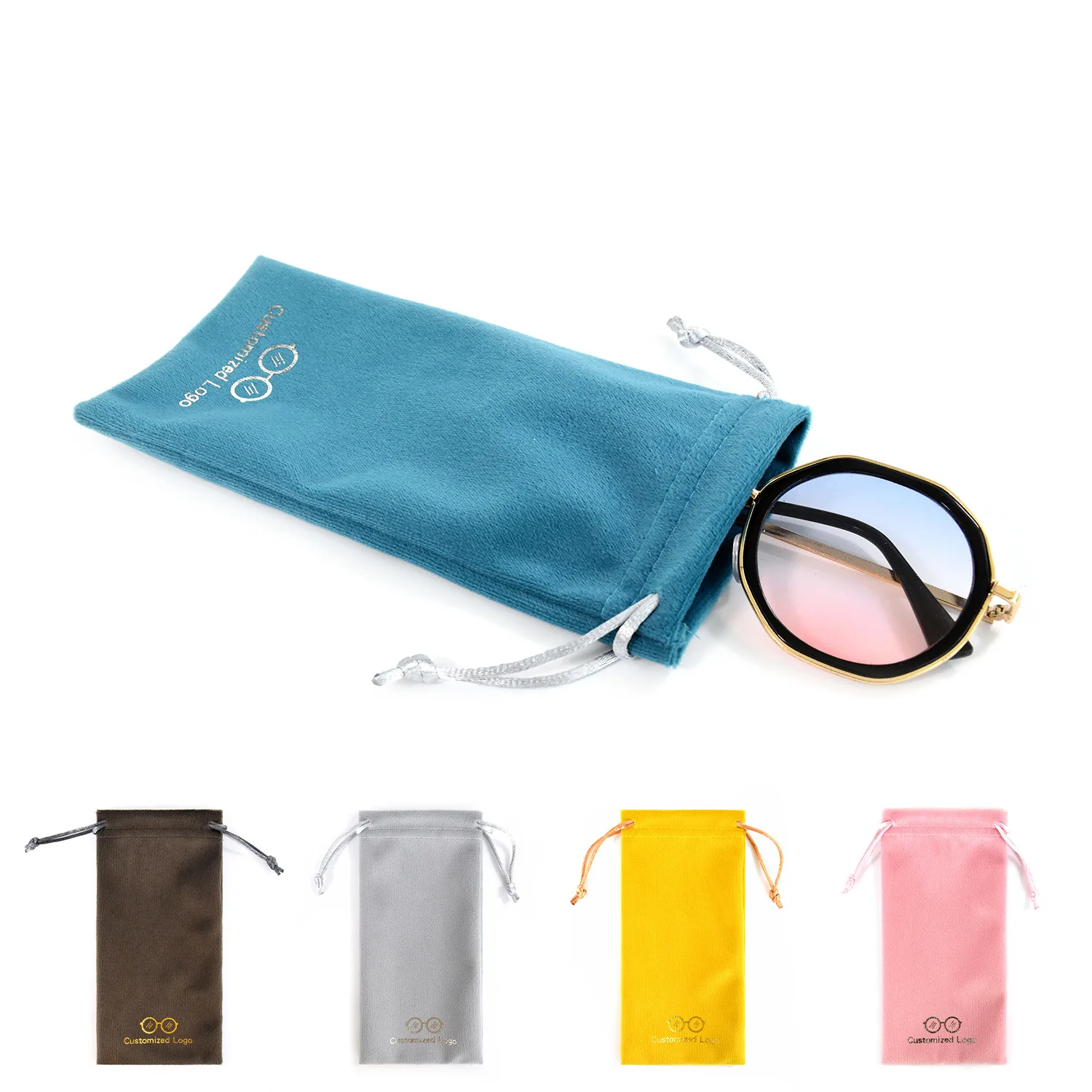 Custom Logo Soft Velvet Sunglasses Bag Mobile Phone Power Bank Storage Dust Pouch Bag