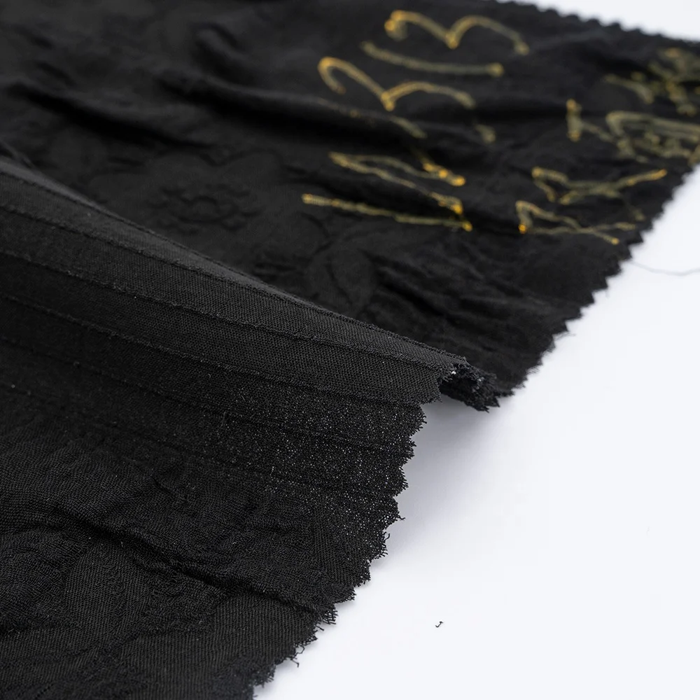Polyester Rayon Jacquard Material for Abaya Fabric Formal Black Muslim Fashion