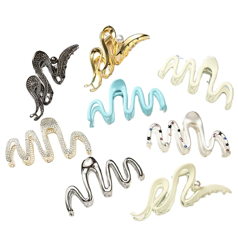 Wholesale Metal Shark Clips Wave Shaped Claws Luxury Alloy Hair Claw Clips Hair Accessories