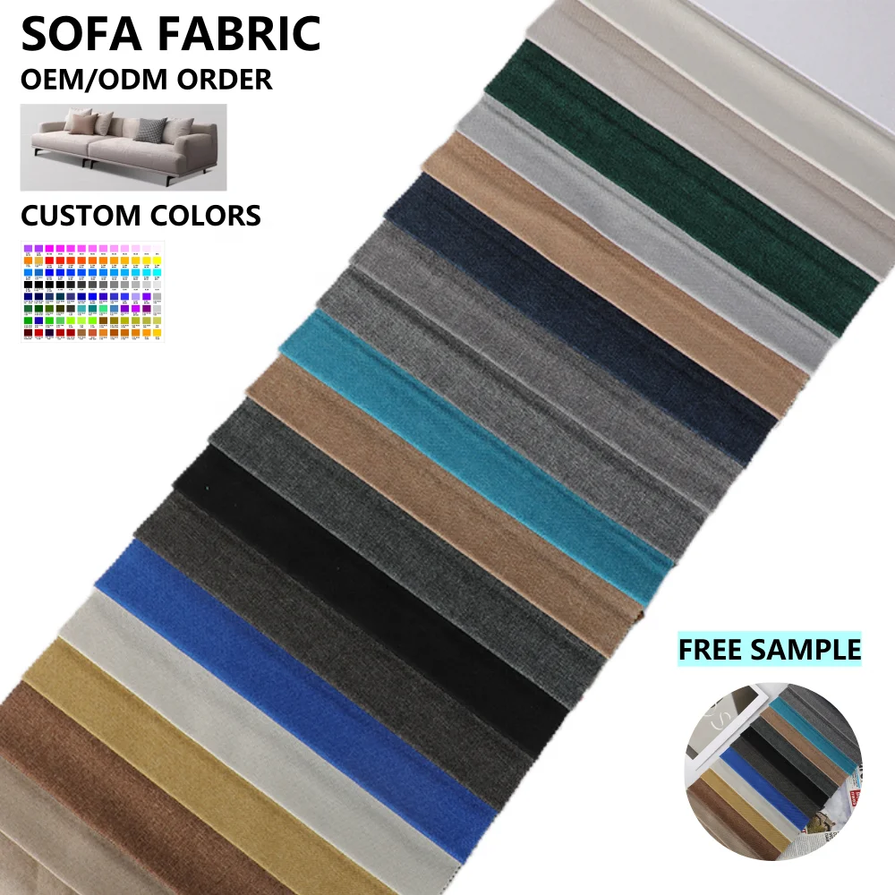 100% Polyester Linen Look Woven Sofa Fabric for Modern Furniture Plain Dyed Latest Textile for Sofas