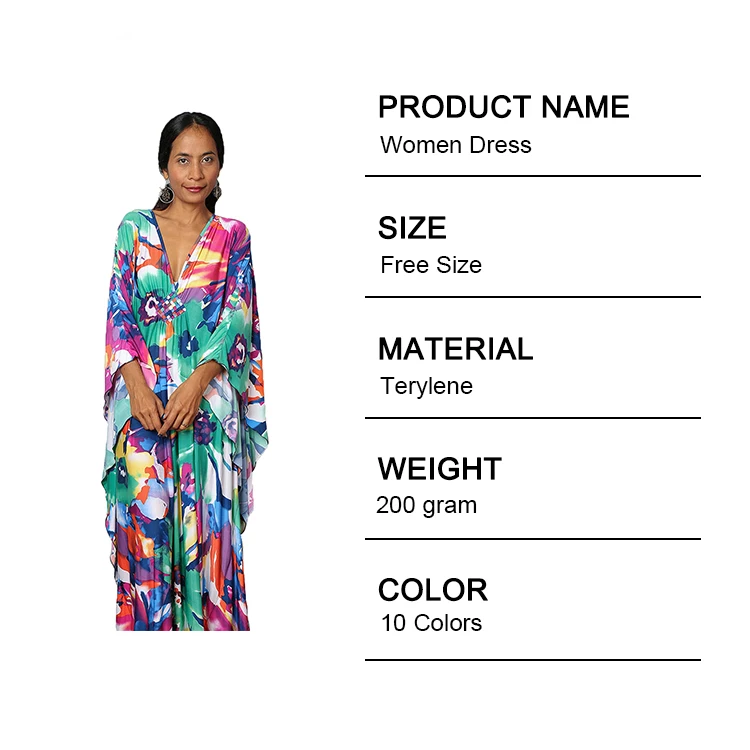 Islamic Clothing Printed Free Size Long Dress Kaftan For Muslim Women Casual Dress