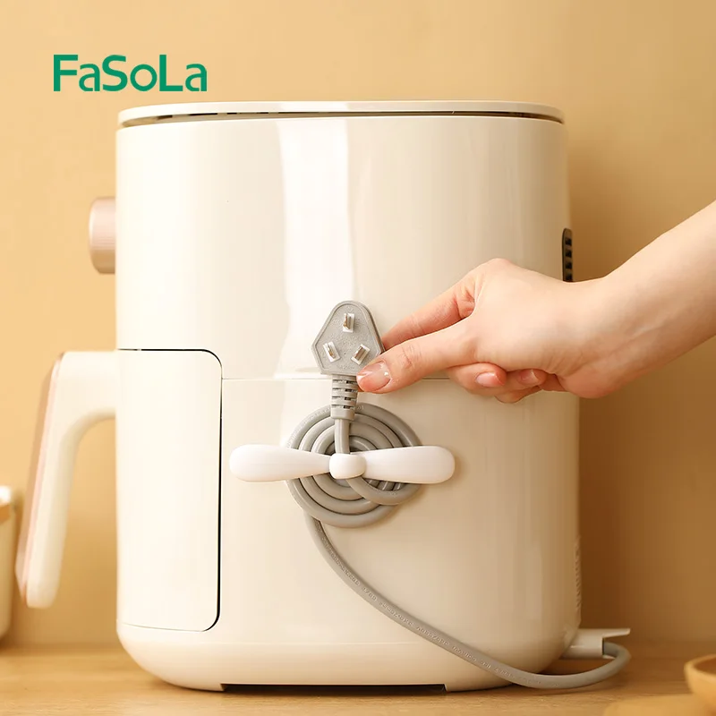 FaSoLa TPR Wall Mount Cord Winder Holder Keeper 2 PCS  for Kitchen Appliance Stick On Power Cable Management Wrap