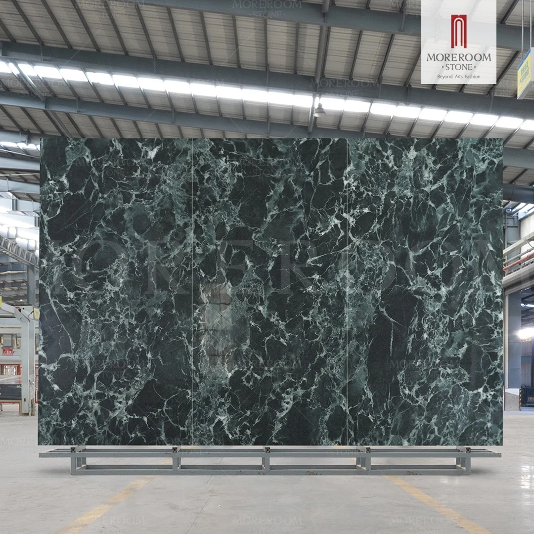 3000x1500 Green Tiles Livingroom Wall Slab Sintered Stone Slab Verified Manufacturer