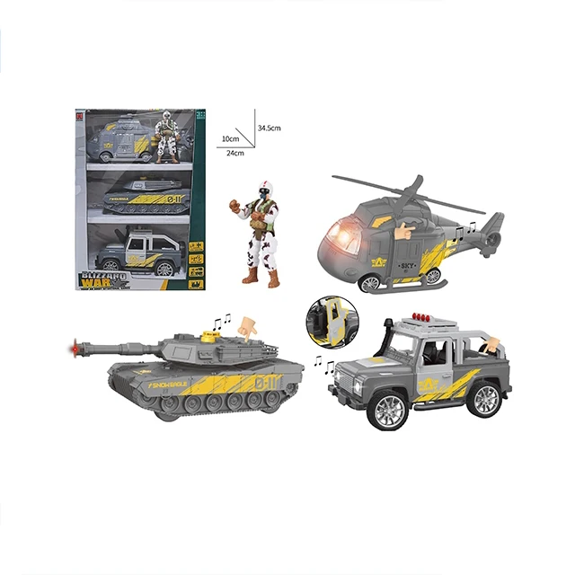 Military Game Set Kids Pretend Play Truck Helicopter Soldier