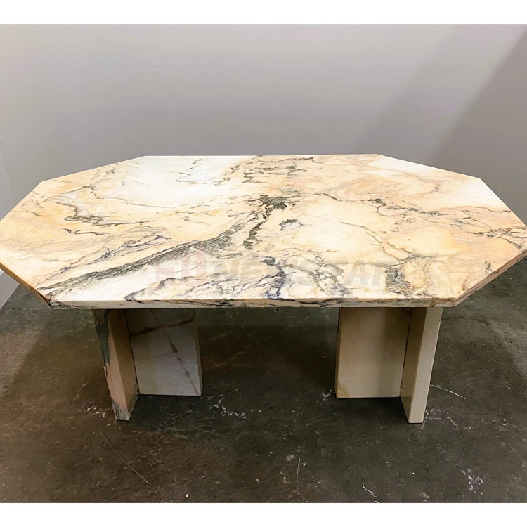 Newstar Custom Marble Dining Table Natural Stone Calacatta Marble Table Luxury Home Furniture for Dining Room