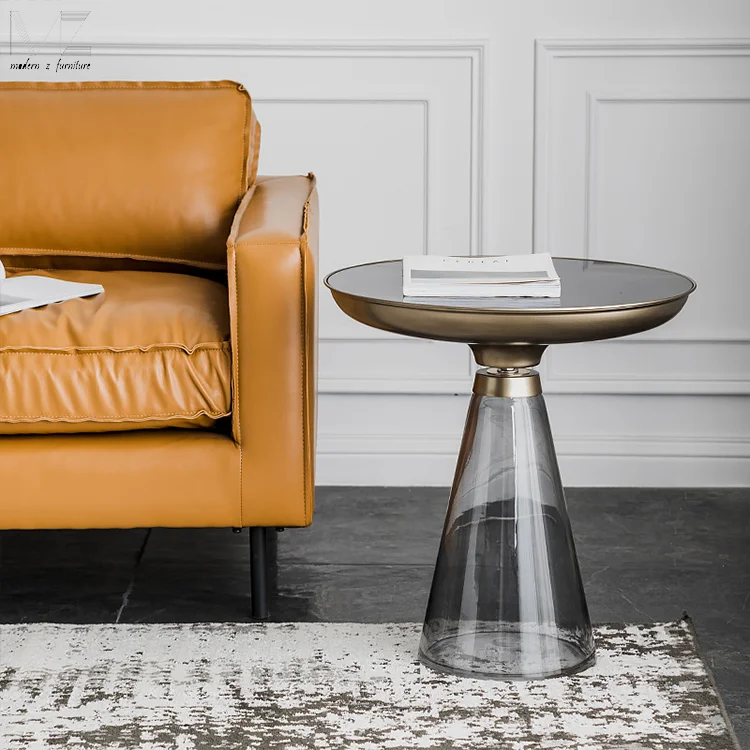 Living Room Couchtisch Nordic Modern Home Decorative Metal Sofa Side Center Round Circle End Table Luxury Glass Coffee Table