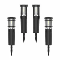 6-Pack Solar LED Bollard Lamp Low Voltage Landscape Pathway Light LED Outdoor Walkway Light for Yard Lawn