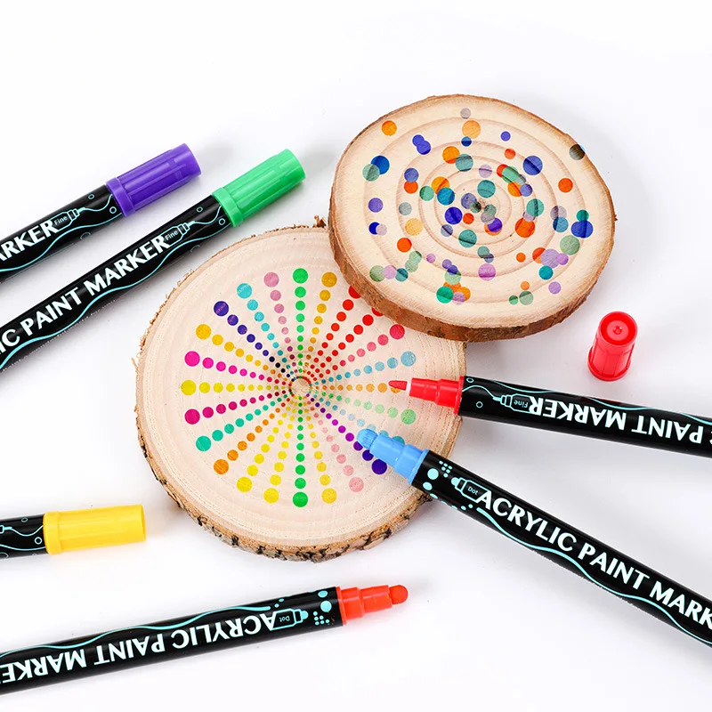 Diy 12/24/36 Colors Premium Dual Tip acrylic Paint Marker Pens Waterproof dot colored marker set