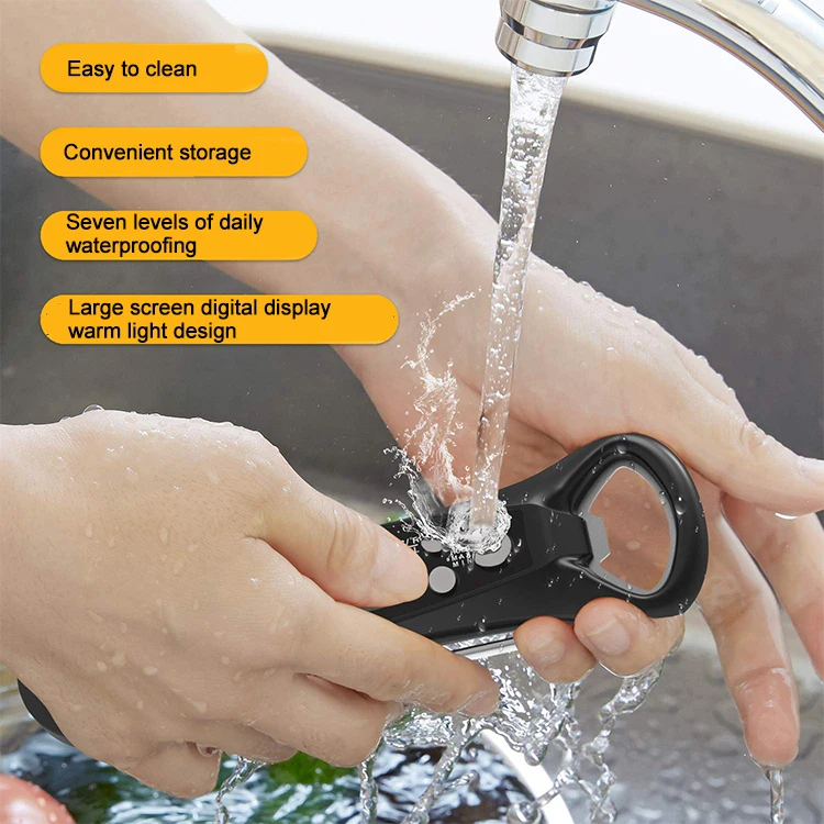 Digital Waterproof Meat Thermometer Instant Read Kitchen Grilling Cooking Food Thermometer with Bottle Cap Opener for BBQ