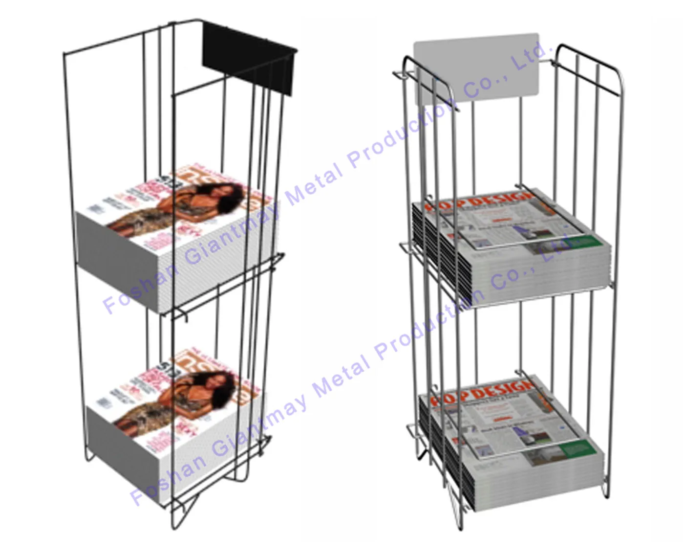 New design retail steel metal wire newspaper holder floor standing type magazine display rack units