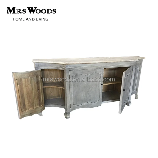 MRS WOODS French country style grey reclaimed wood chinese sideboard Cabinet