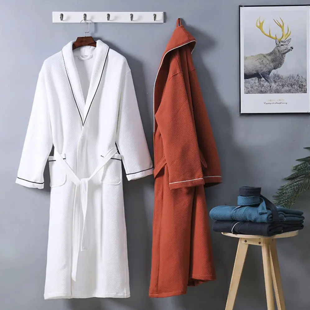 Unisex Velour Terry Cloth Bathrobe 100% Long Staple Cotton Hotel Spa Robes Classic Bath Robes For Men Women