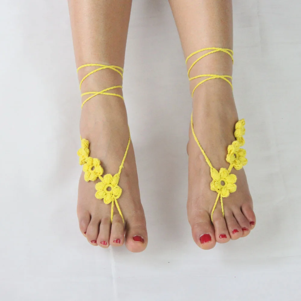 Crochet Girl Summer Barefoot Beach Sandals for Beach photos