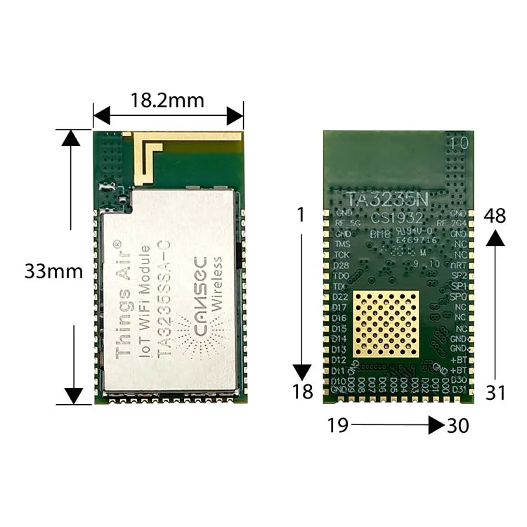 Wifi IoT Module Or IoT Devices Cansec TA3235SSA-C Ti CC3235 Ipv4 & Ipv6 AT Command Available Wifi Module Transceiver