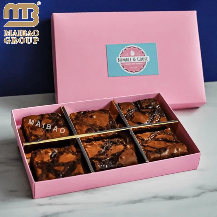 Custom Designs Chocolate Brownies Packaging Box Wholesale Food Grade Folding Donut Bakery Paper Box Cake Dessert Box For Pastry