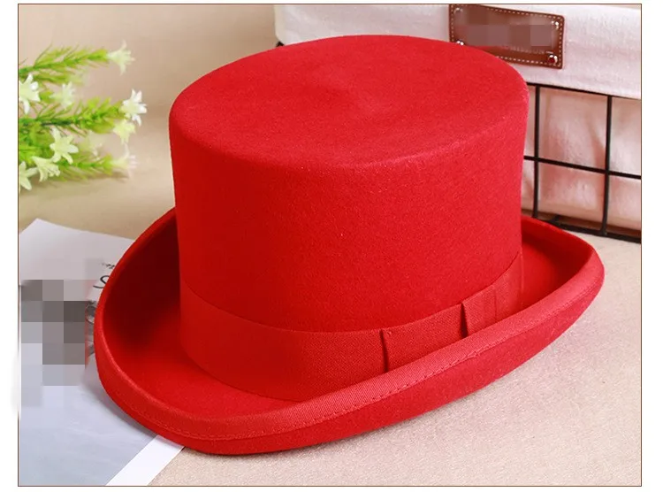 Cylinder Classic Elegant 100% Wool Felt top hats wholesale Victorian Style Made Hatter Tall Gentlemen formal dress hats for men
