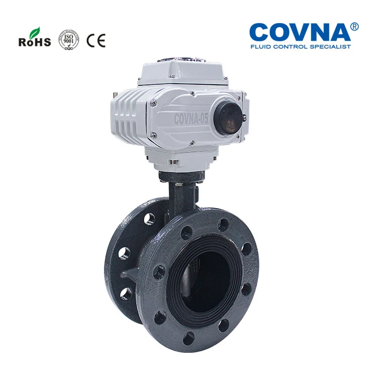 COVNA 24v dc motorized actuator valve plug valve Cast iron electric butterfly valve