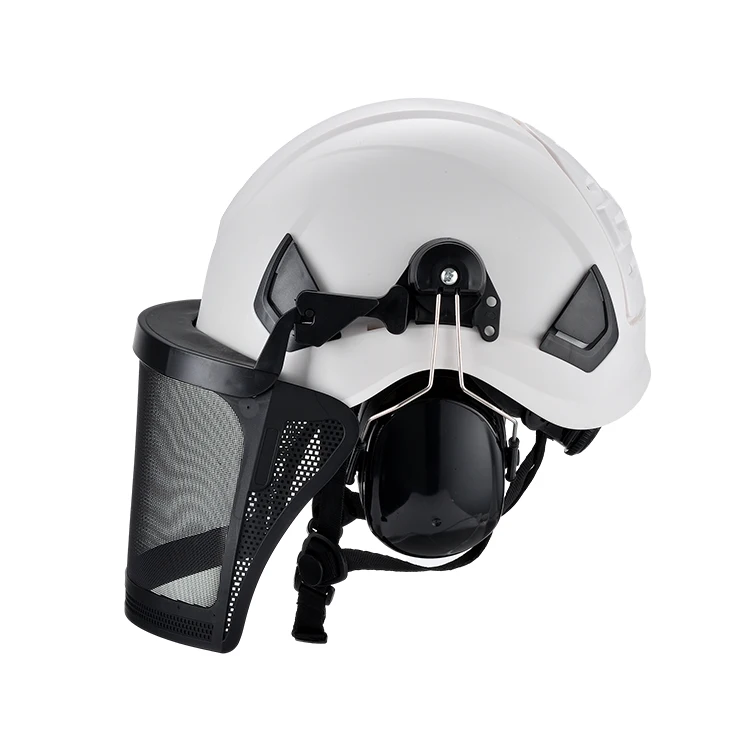 Mountaineering Rescue Sports Rock Climbing Safety Helmet Set with Face Shield and Earmuff