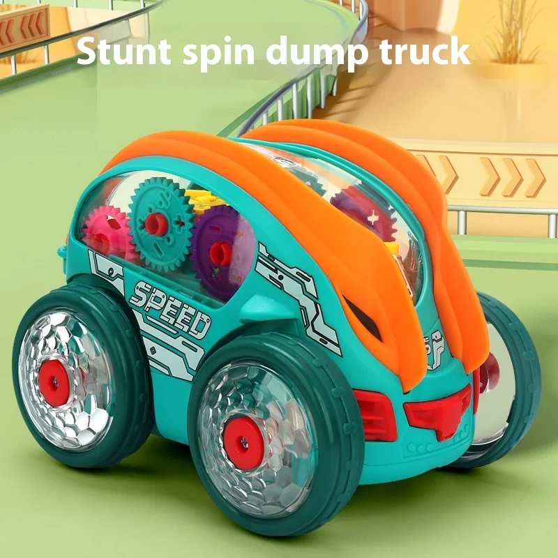 Unisex Electric Stunt Dump Truck Toy 360 Rotate Gear with Music & Light ABS Plastic for Boys & Kids to Play Street Stall