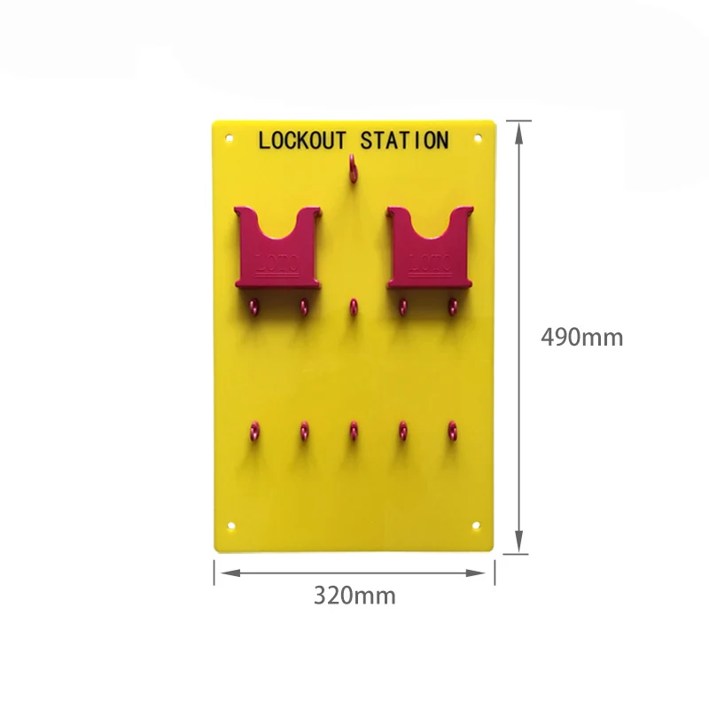 Yellow Acrylic 10 Padlock Board Safety Lockout Station Locking Center