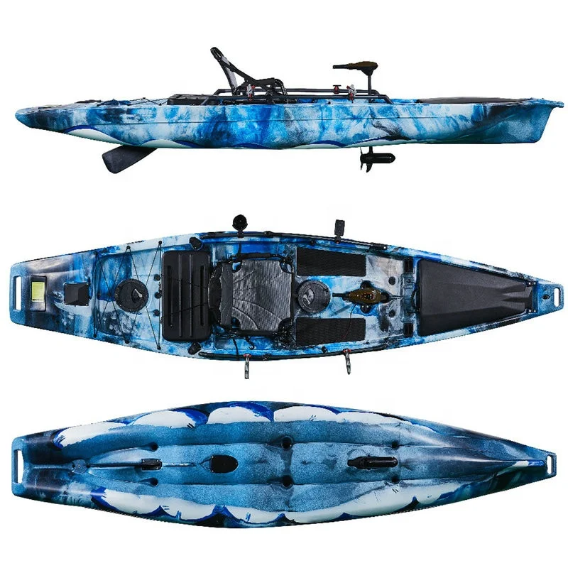 Wholesale 14ft plastic sit on top free hands foot pedal drive fishing