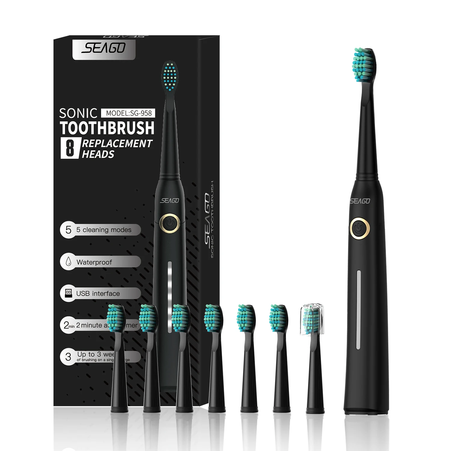 Оптовая продажа набор звуковых электрических зубных щеток SEAGO SG-958 gift с дополнительной