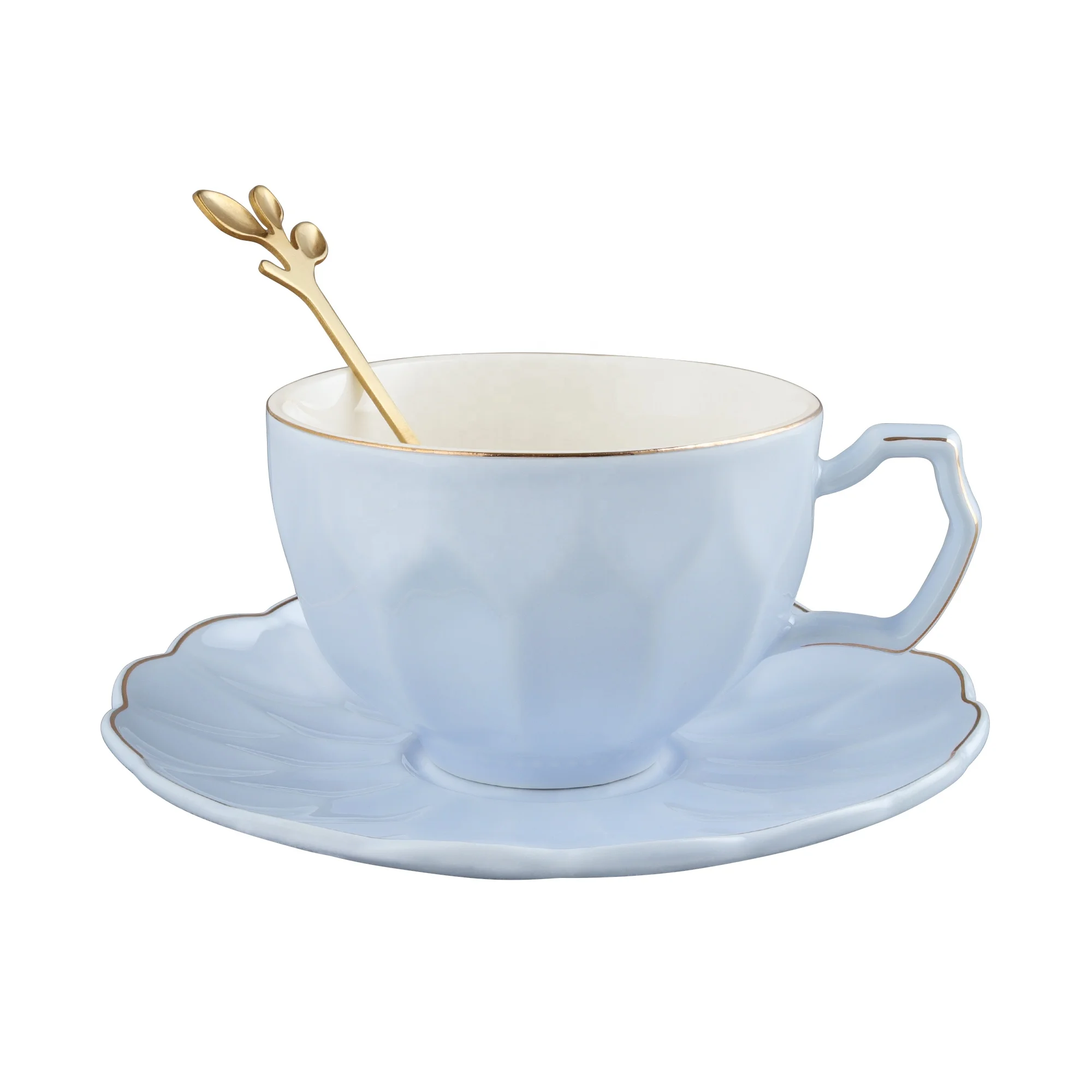 Wholesale Multi-color Vintage Tea Cup with Spoon 200 ml Coffee Cup with Saucer, Porcelain Tea Cup for Espresso, Cappuccino