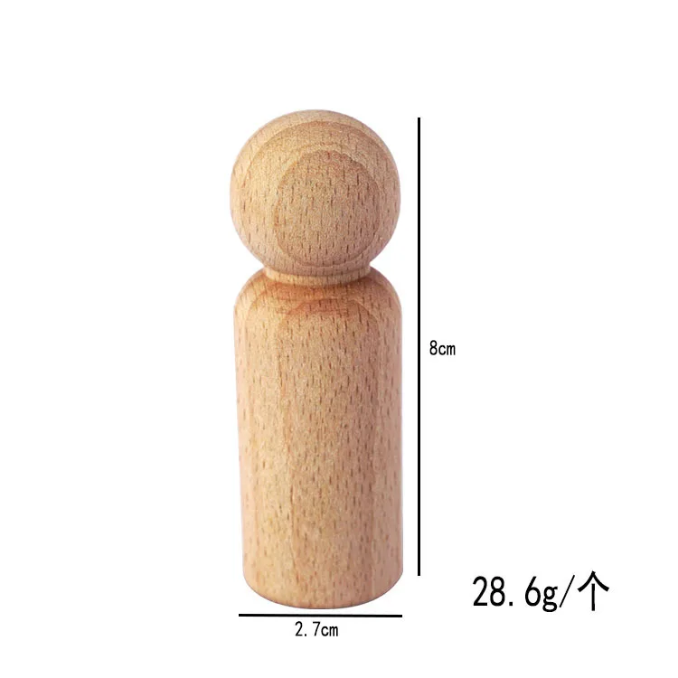 Wooden Peg Doll Plaint Round Blank Peg Dolls People for Toys or DIY Wood Cake Toppers Montessori Pretend Play Plain Pegs