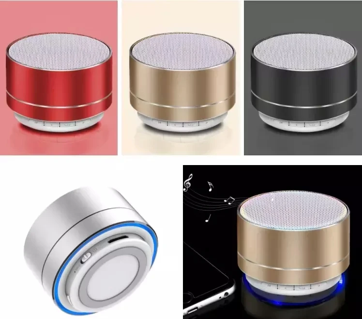 Outdoor portable colorful led mini metal speakers stereo waterproof Wireless tooth Speaker support Mic TF card FM radio AUX