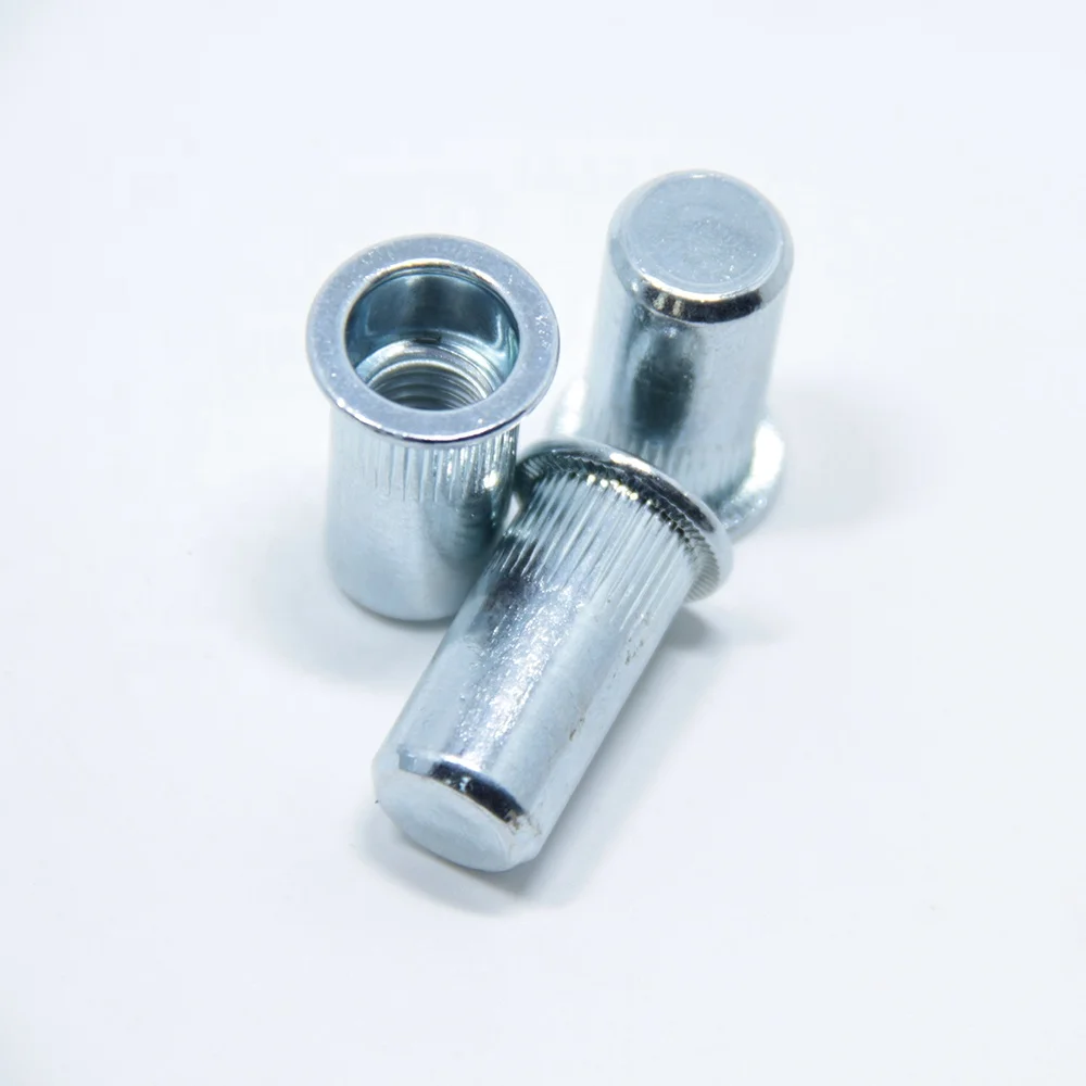 Carbon Steel With Zinc Plating Flat Head Round Knurlead Body Closed End Blind Rivet Nuts