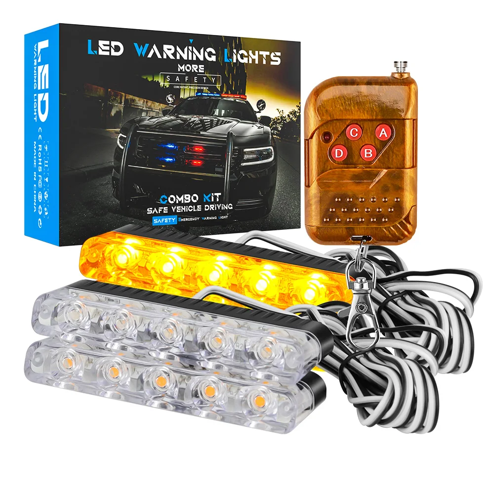 DXZ Emergency Hazard Strobe Light 5LED LED Grille Work Light Bar Flash Warning Waterproof Safety Remote Control Flashing Light