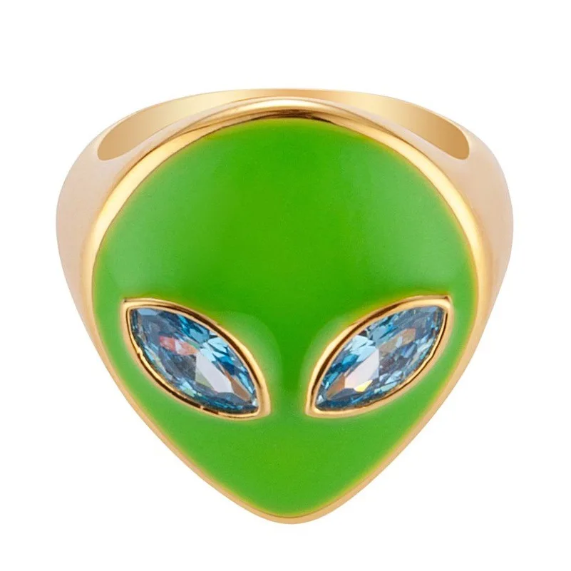 Vershal  C5-50 Alien Cute Hot Sale Real Gold Plated Chic Fashion Jewelry Rings Women