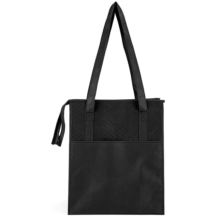 Custom Waterproof Picnic Bag Cooler Thermal Insulated Delivery Bag for Hot and Cold Food Pizza Black Reflective