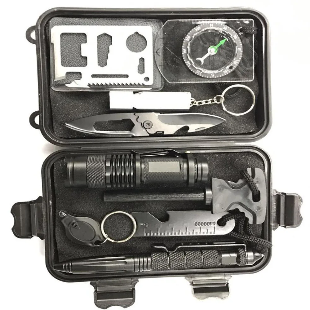 Survival Gear, 9 in 1 Emergency first aid Survival Kit, Professional Tactical Tool with Bracelets Backpack.