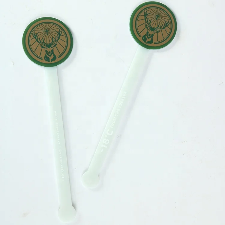 Fashion Custom Plastic Clear Acrylic Disc Top Cocktail Drink Stirrer