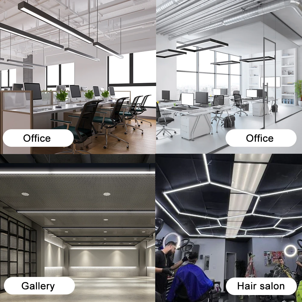 Office Application Aluminum Profile Linear Recessed LED Ceiling Light Warm Cold White Emitting Lighting Fixture IP44