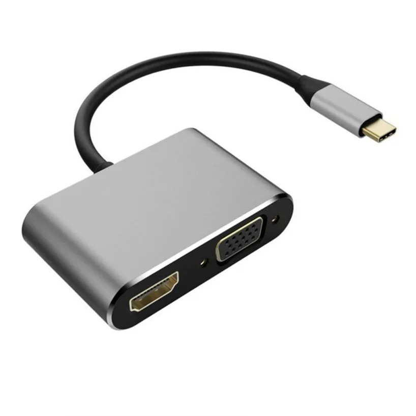 4 2 в 1 USB C 3 HDMI VGA адаптер TYPE-C к 4K UHD конвертер для Macbook Samaung Huawei Google
