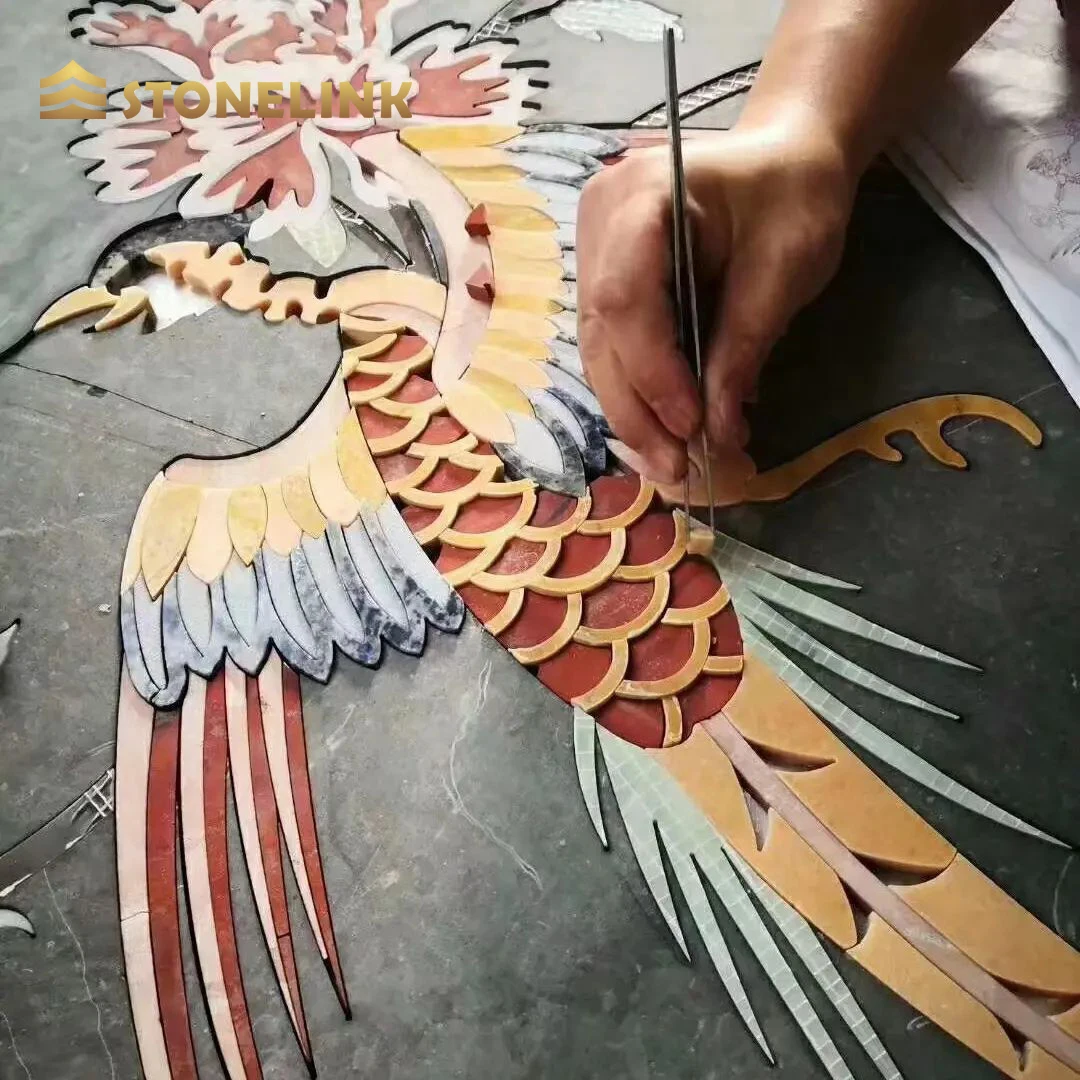 Stonelink one-stop solution luxury marble floor inlay design pattern waterjet marble medallion for villa