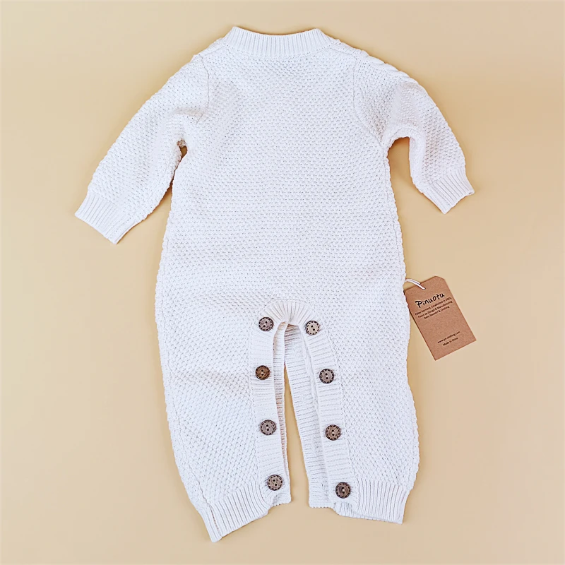 Paleo Baby Knitted Cotton Romper New Born Long Sleeve Solid Color Winter Onesies Warmth Infant Jumpsuit Rompers Clothes
