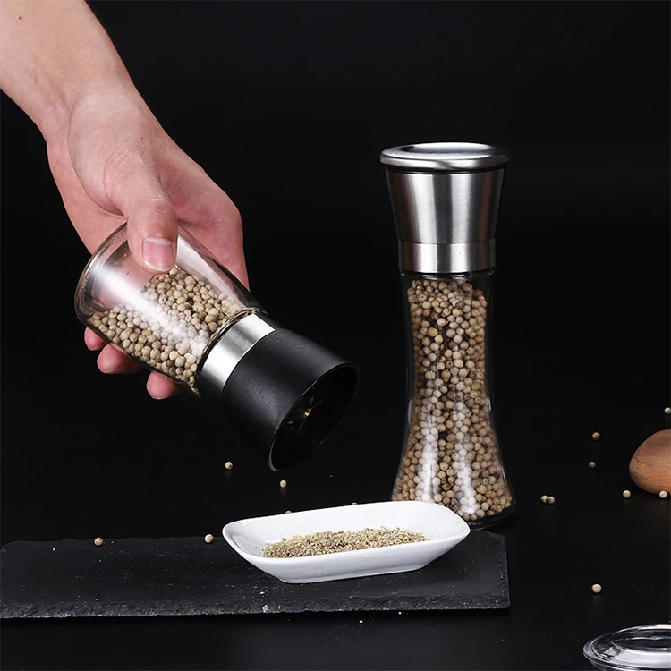 Wholesale Kitchen Tool Glass Bottle Pepper Salt Mill Manual Pepper Spice Grinder