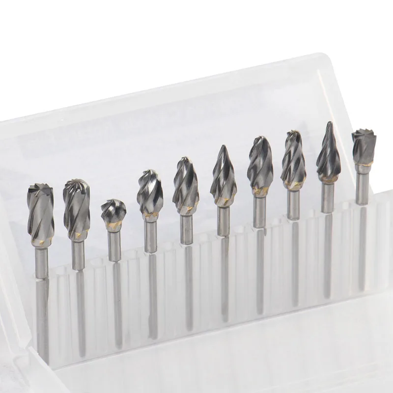 10pcs 3mm x 6mm Tungsten Steel Solid Carbide Burrs Rotary Files Burrs Set Rotary tool kit