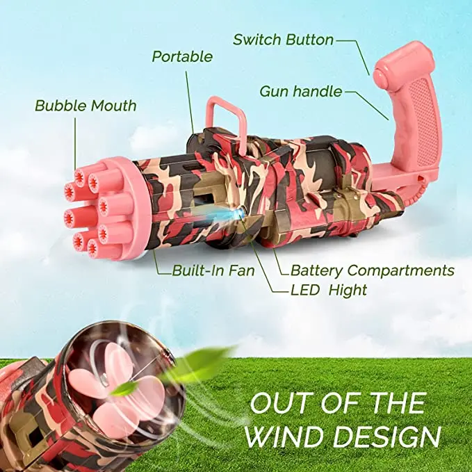 2021 Gatling Bubble Gun Toys Bubble Machine Electric Magic Bubble Bath Toys Wedding Toys Kids Gift